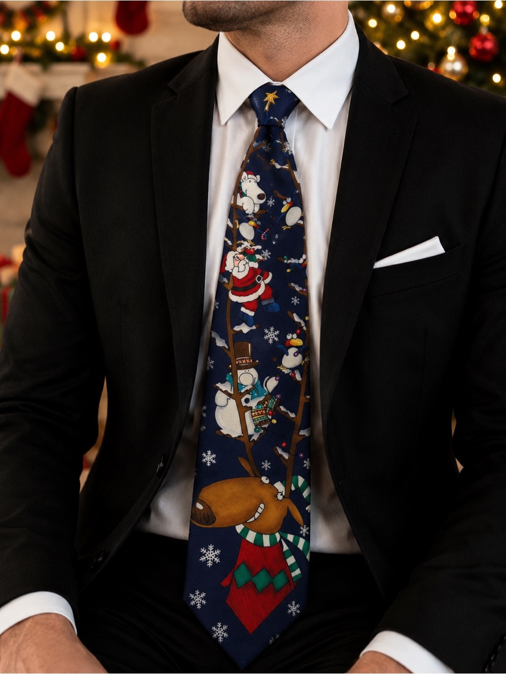 Men's Hallmark Polar‎ Pals Christmas Rudolph Antler Holiday Tie